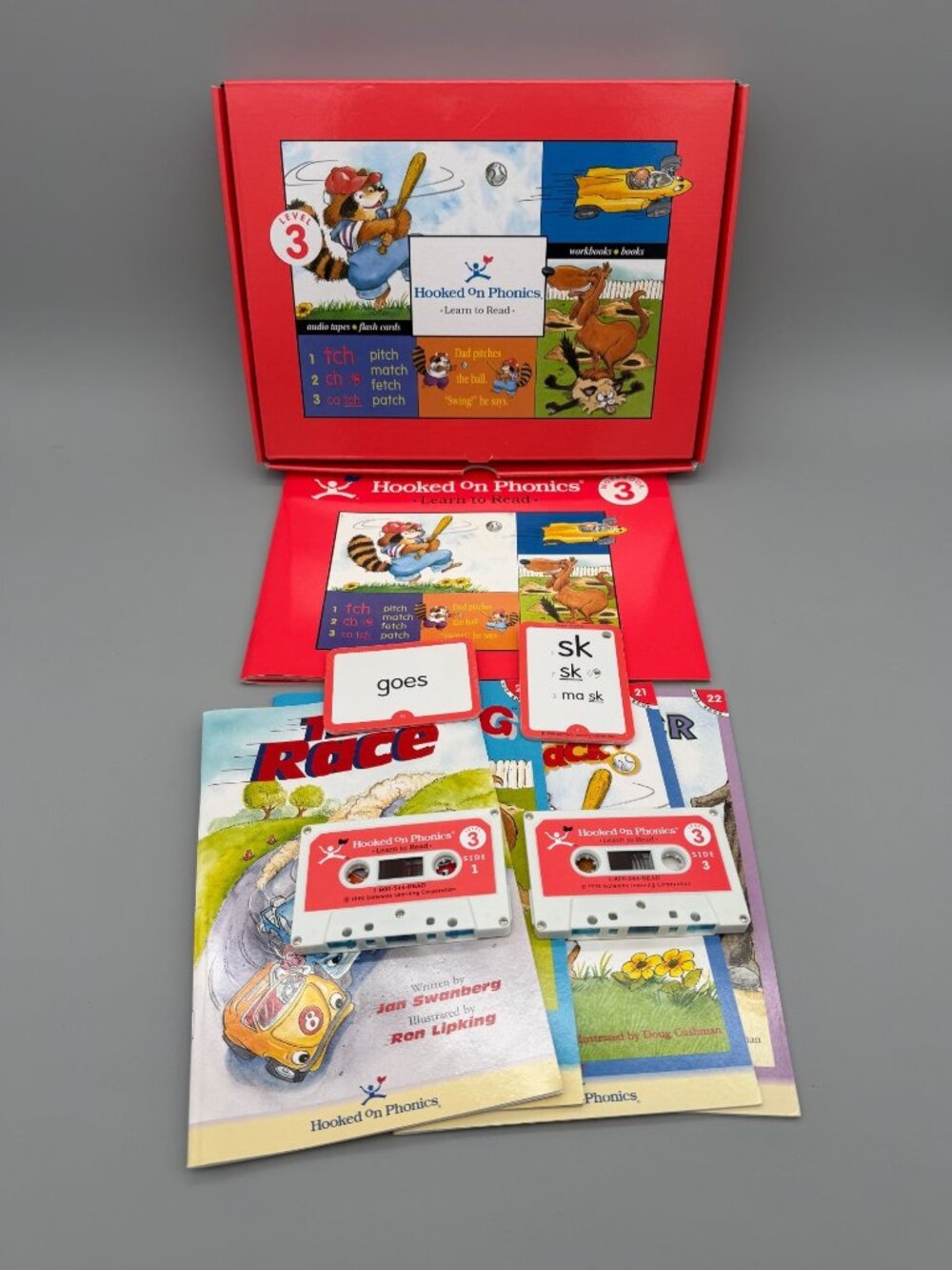 Hooked On Phonics Learn To Read Level 3 Workbook, Cassettes, Flashcards 1998